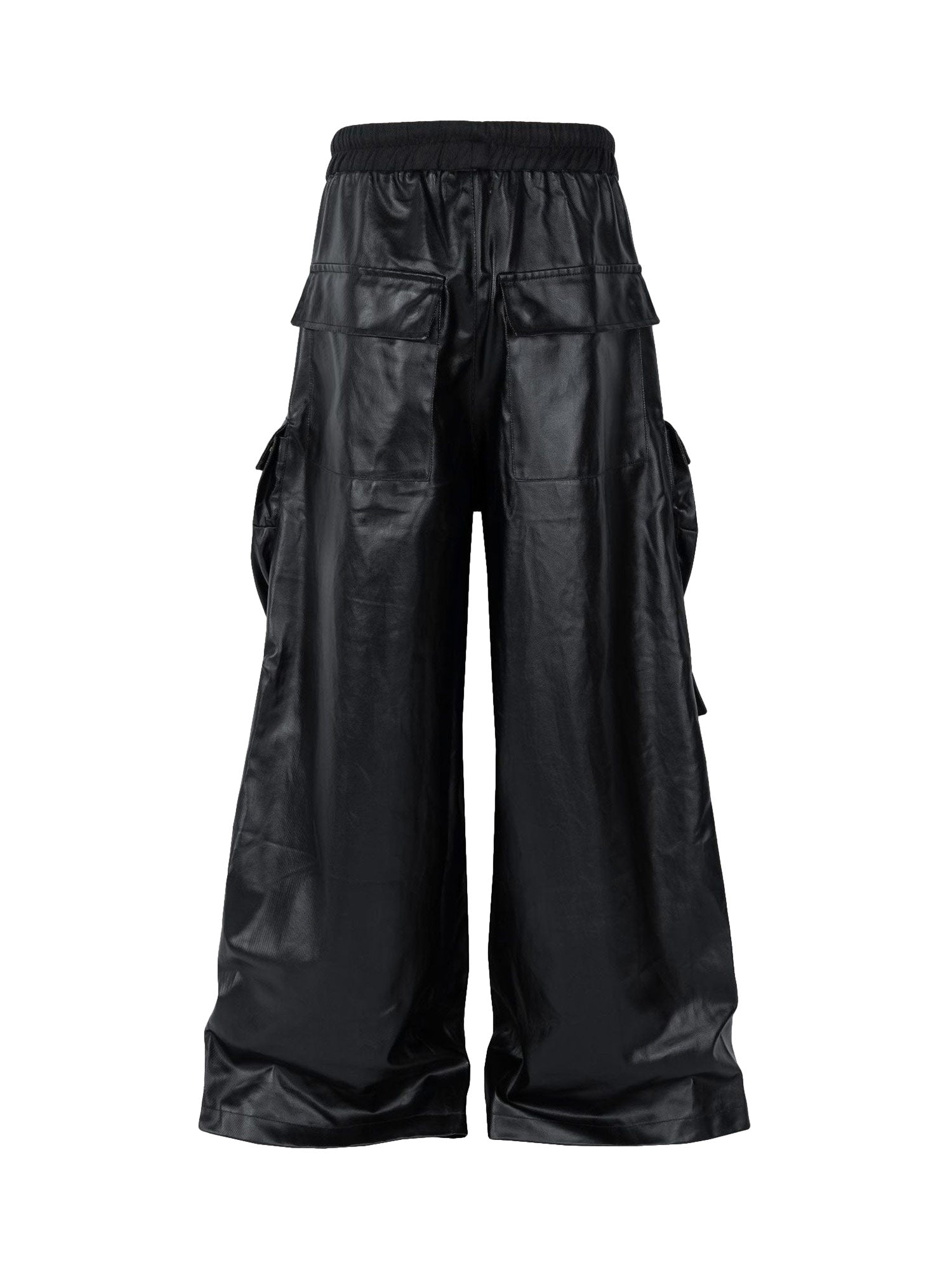 Workwear Leather Multi Pocket Flared Pants - 2094