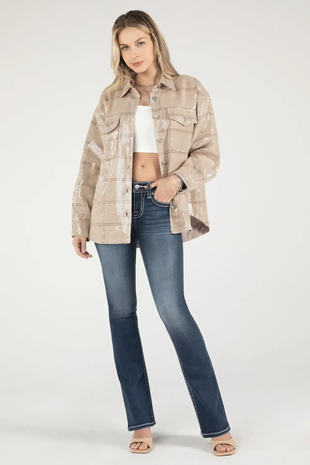 Sequin Plaid Shacket