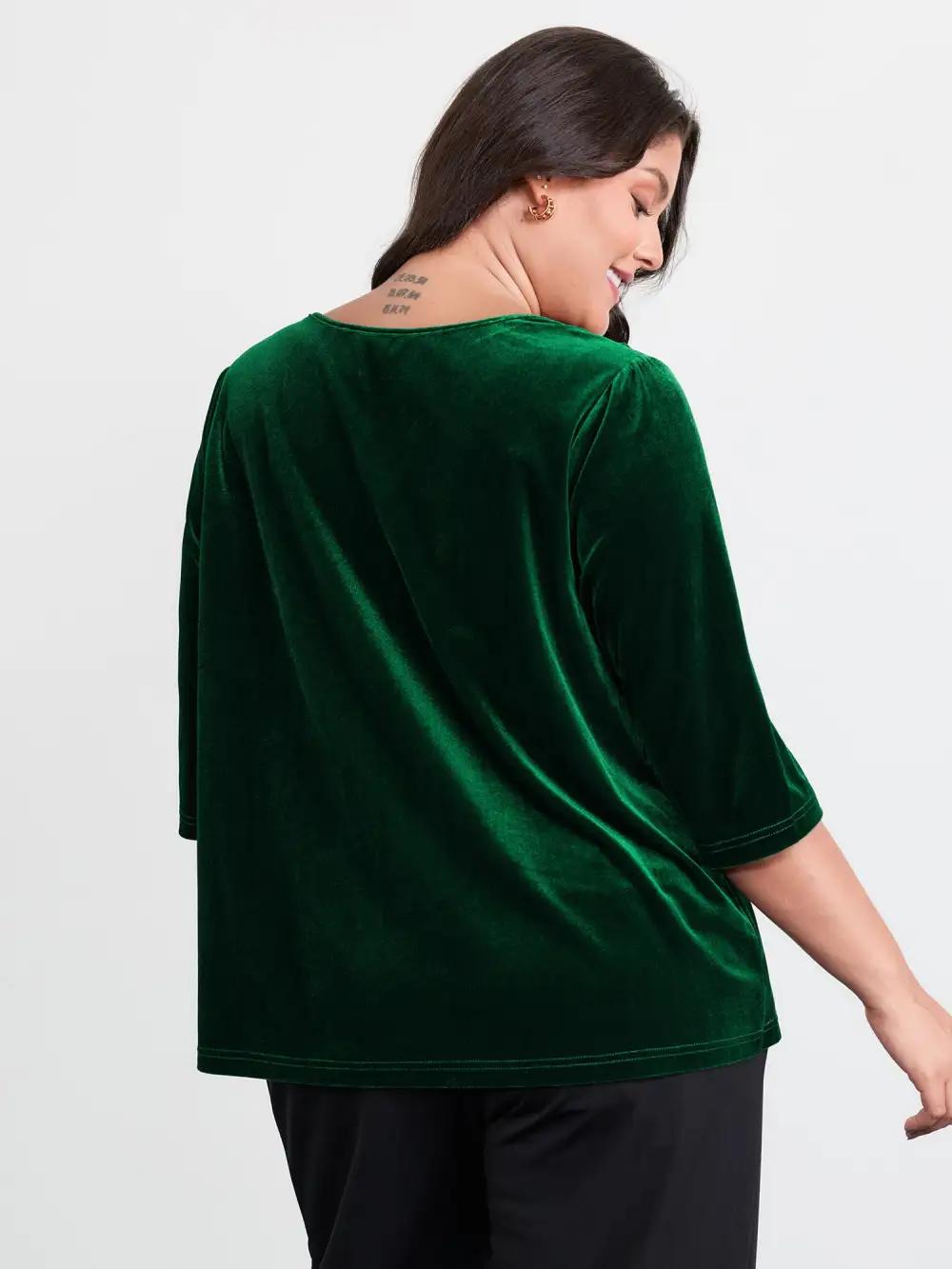Velvet Twist Neckline Cut-Out Blouse