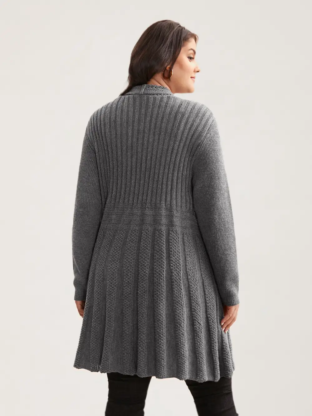 Plain Textured Kimono Collar Cardigan