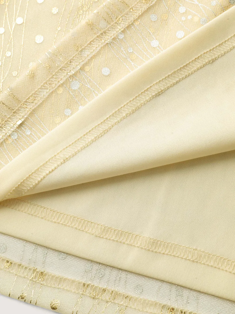 Gold Stamp Asymmetrical Sleeve Lined Top