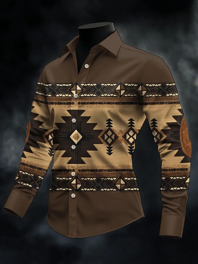 Men's Retro Western Print Casual Shirt