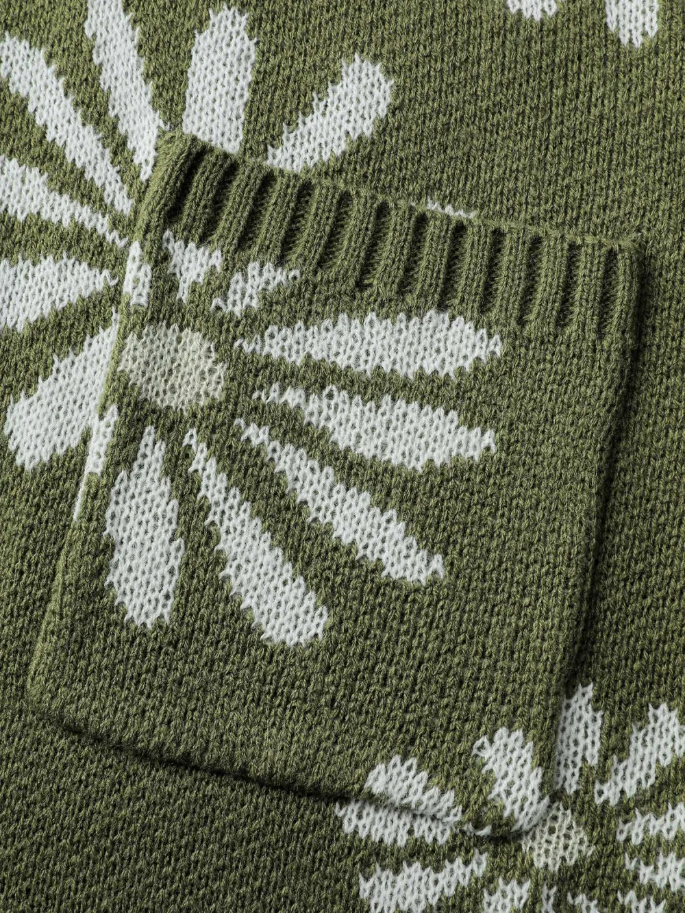 Floral Jacquard Button Pockets Knit Cardigan