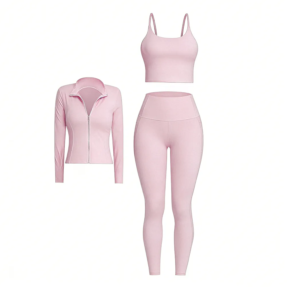 3 Piece Workout Set - Sports Bra+Leggings+Jacket