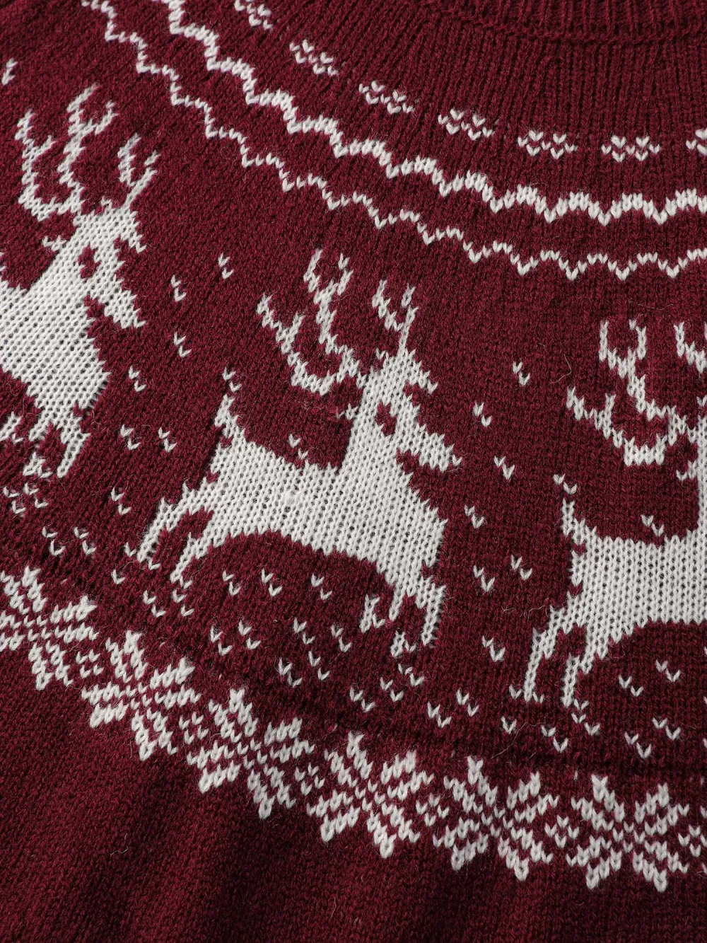 Reindeer Print Cinched-Waist Sweater Midi Dress