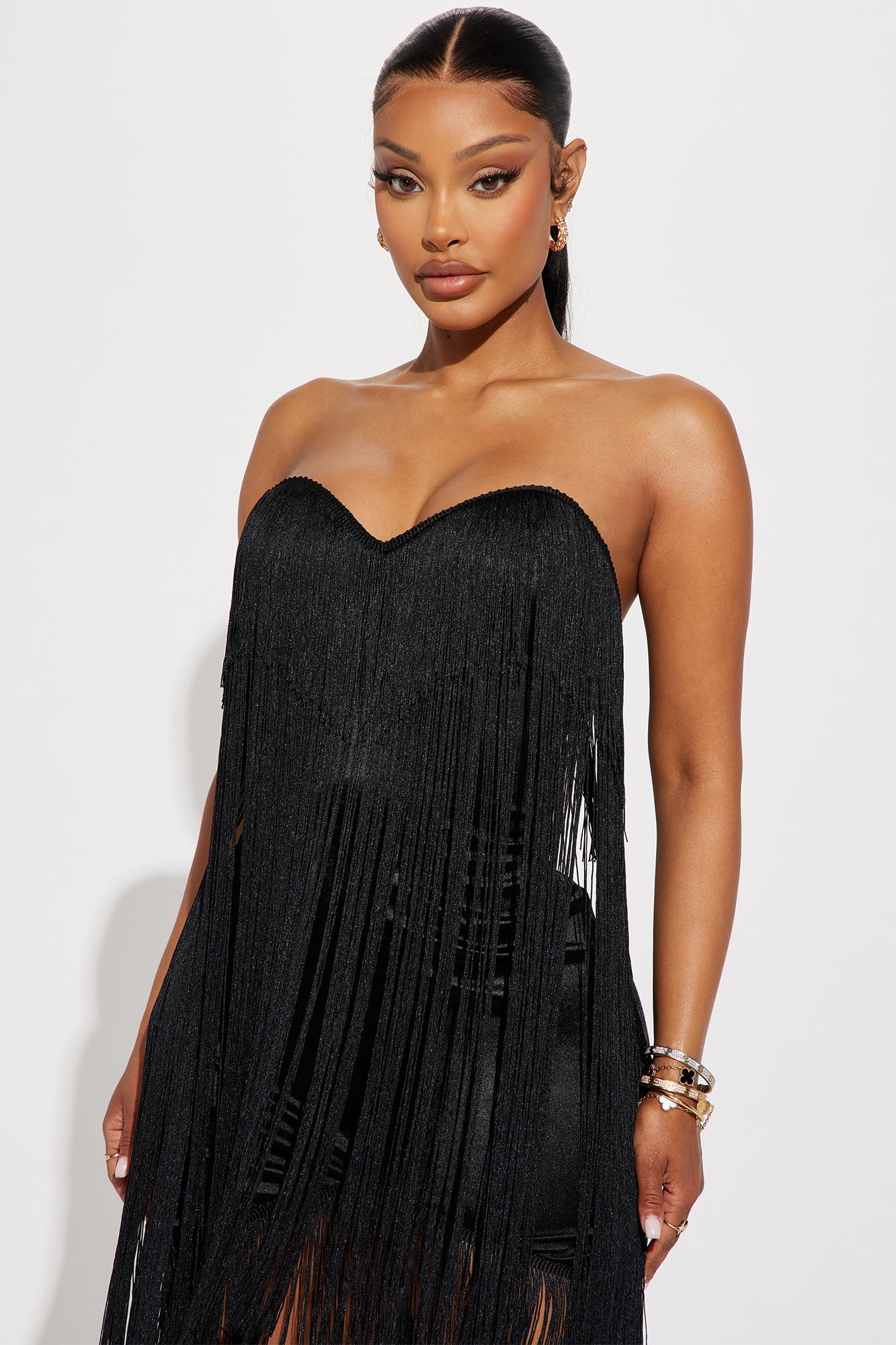 Farrah Fringe Mini Dress - Black