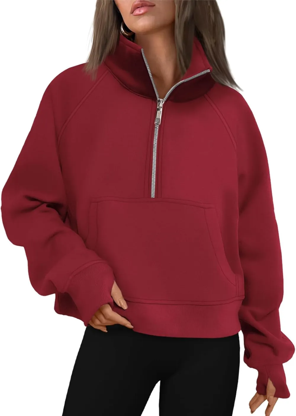AUTOMET Womens Sweatshirts Half Zip Cropped Pullover Fleece Quarter Zipper Hoodies 2025 Fall Fashion Outfits Clothes