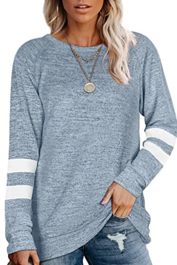 Casual Striped Crew Neck Top