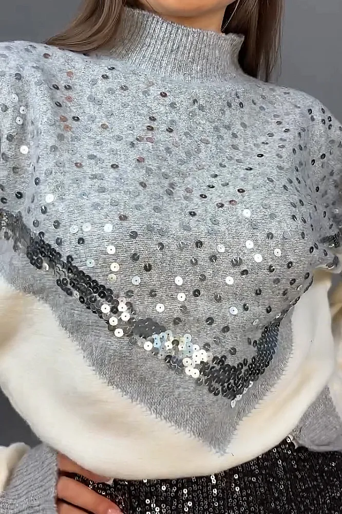 Women's fashion leopard print sequined sweater
