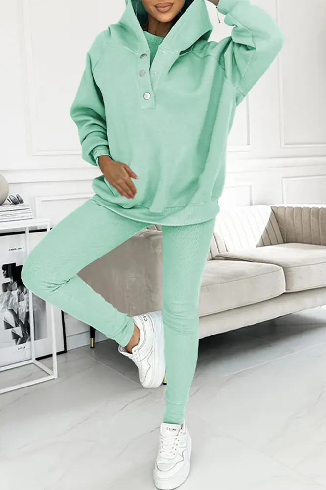 Women's casual fashion vest & hooded sweatshirt and slim pants three-piece set
