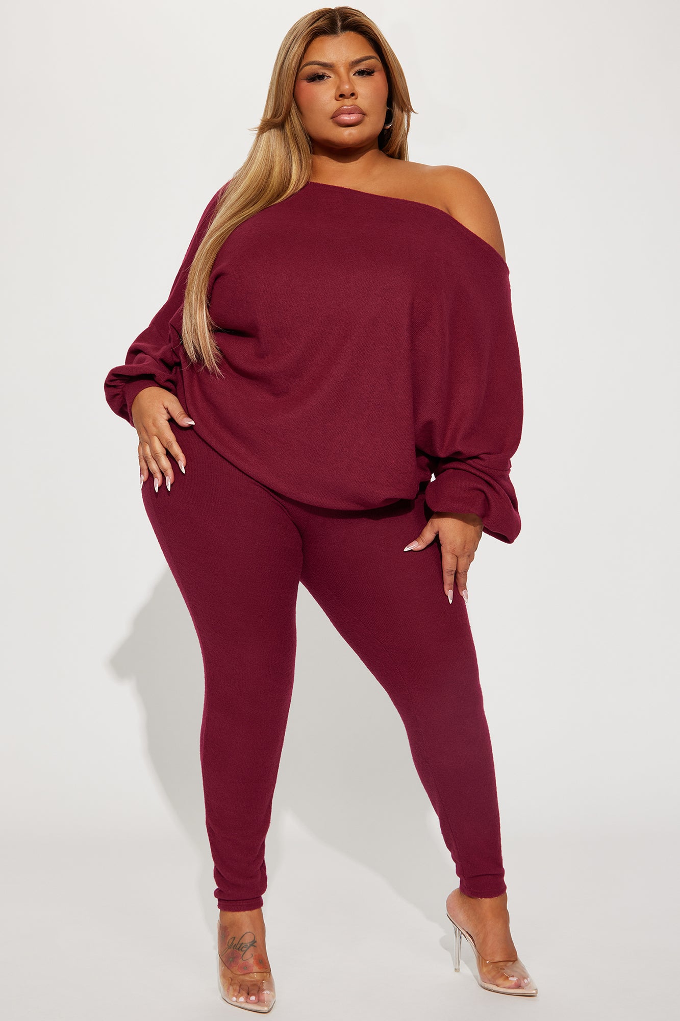 Comfy Mood Legging Set - Burgundy