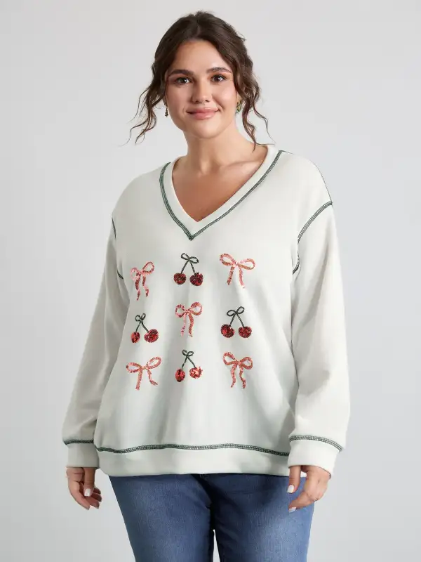 Bowknot Embroidery Relaxed-Fit Sweatshirt