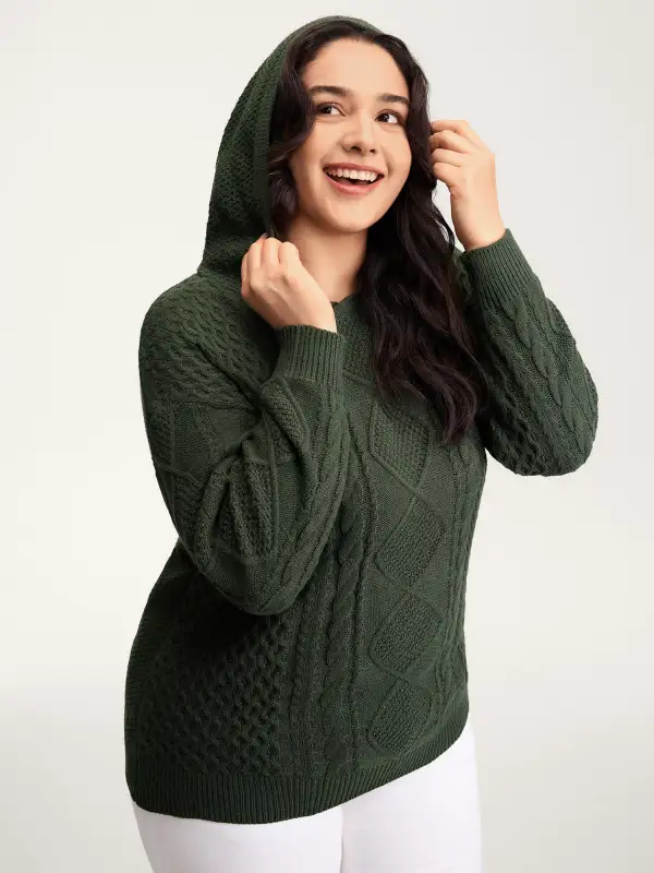 Twisted Textured Hooded Pullover