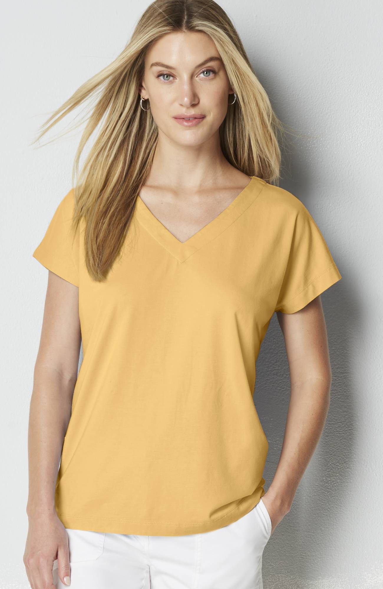 luxe supimaÂ® pleat-back tee