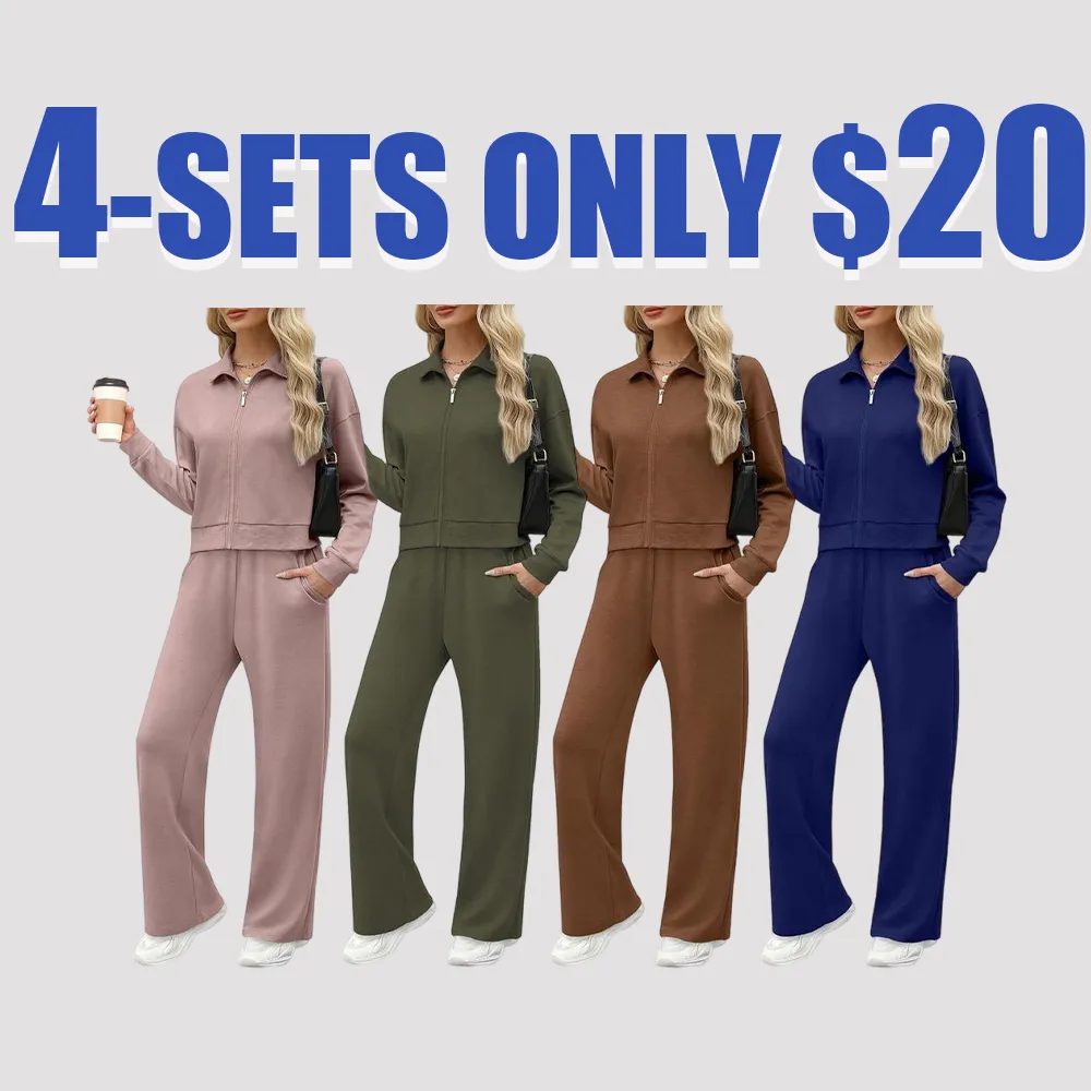 Women’s 2-Piece Lounge Set – Sweatshirt & Wide Leg Pants