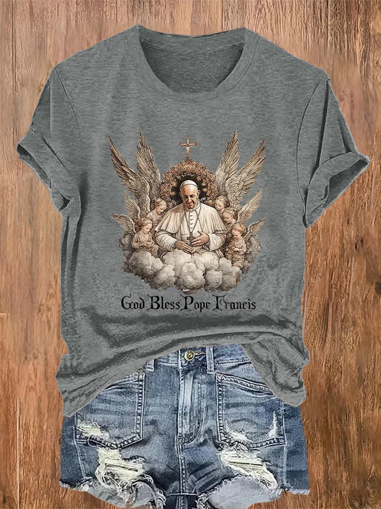 Women's Rip 1936-2025 God Bless PF Print Short Sleeve Round Neck Cotton T-Shirt