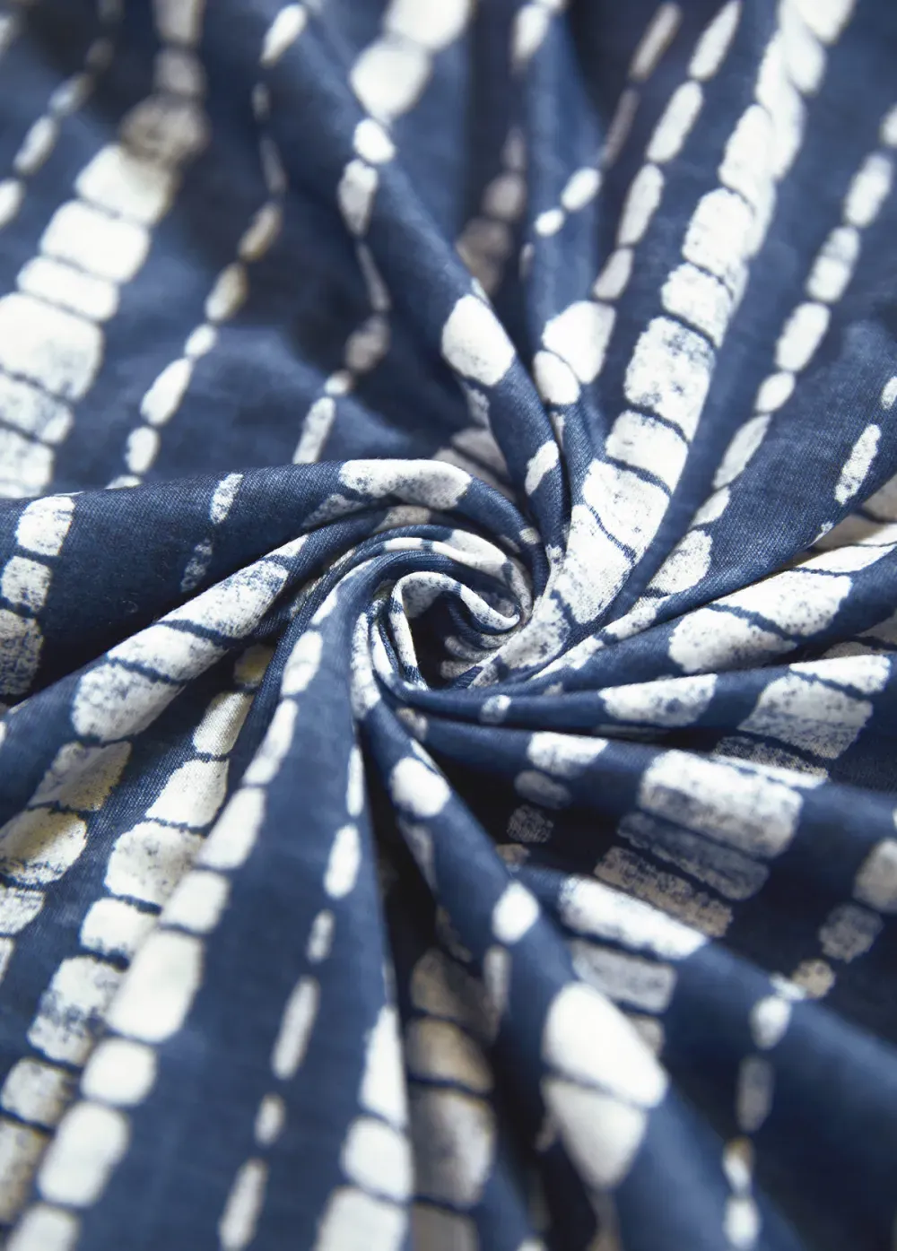 Navy Patchwork Tie Dye Print Fake Two Piece Twinset