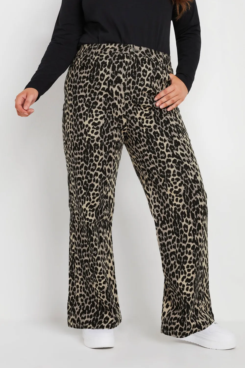 LIMITED COLLECTION Curve Grey Snake Print Wide Leg Jeans