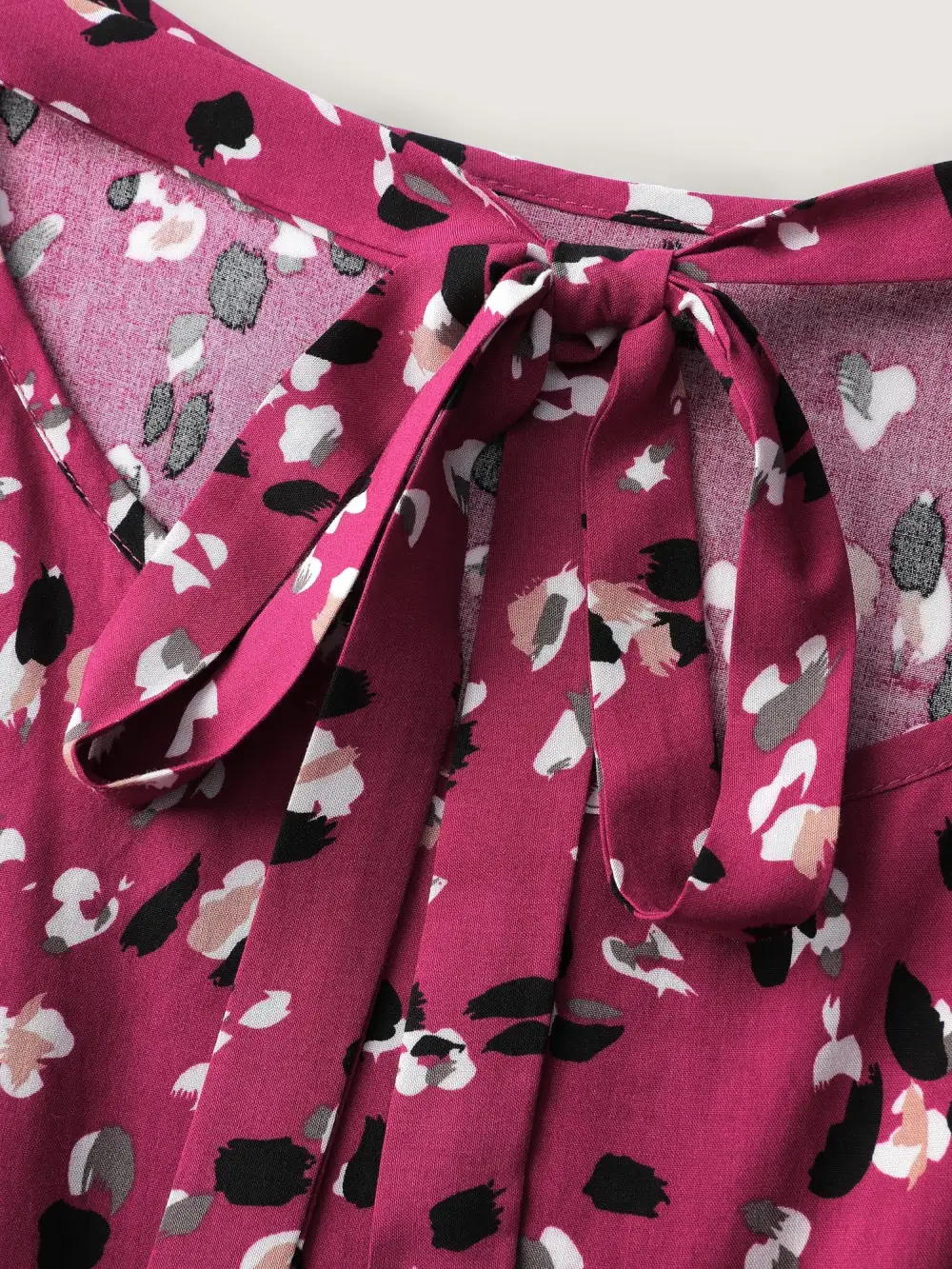 Leopard Print Backless Tie Pockets Midi Dress