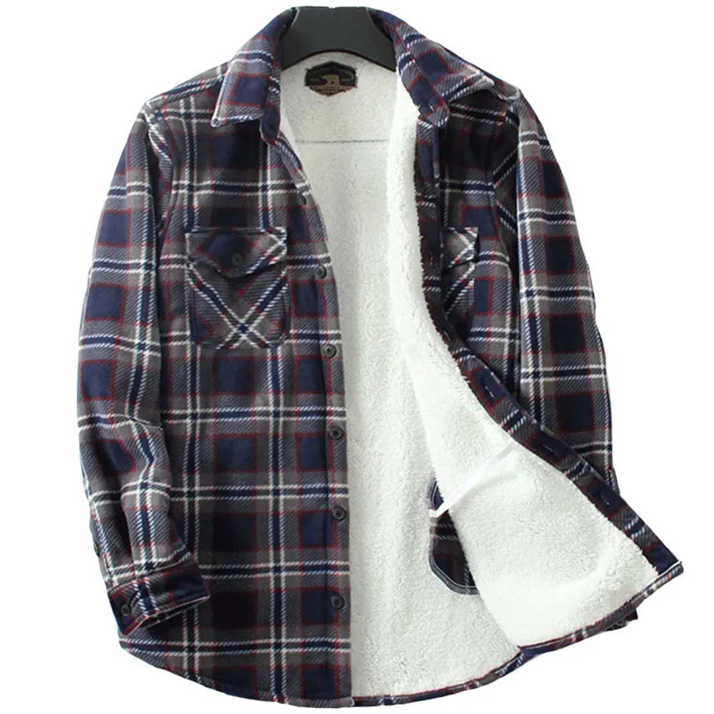 Men's Plaid Lamb Cashmere Retro Shirt