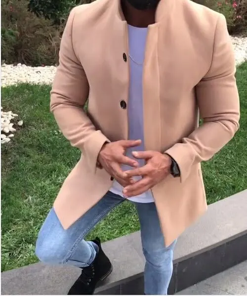 Fashion Lapel Collar Plain Slim Coat