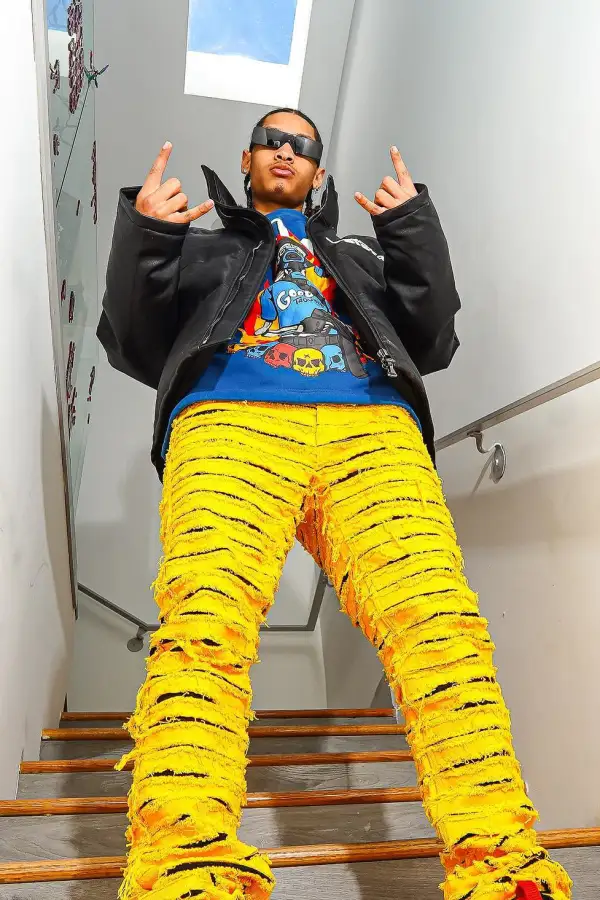 Korren Yellow/Black Stacked Flare Jean