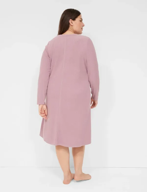 Brushed Rib Henley Midi Sleepshirt