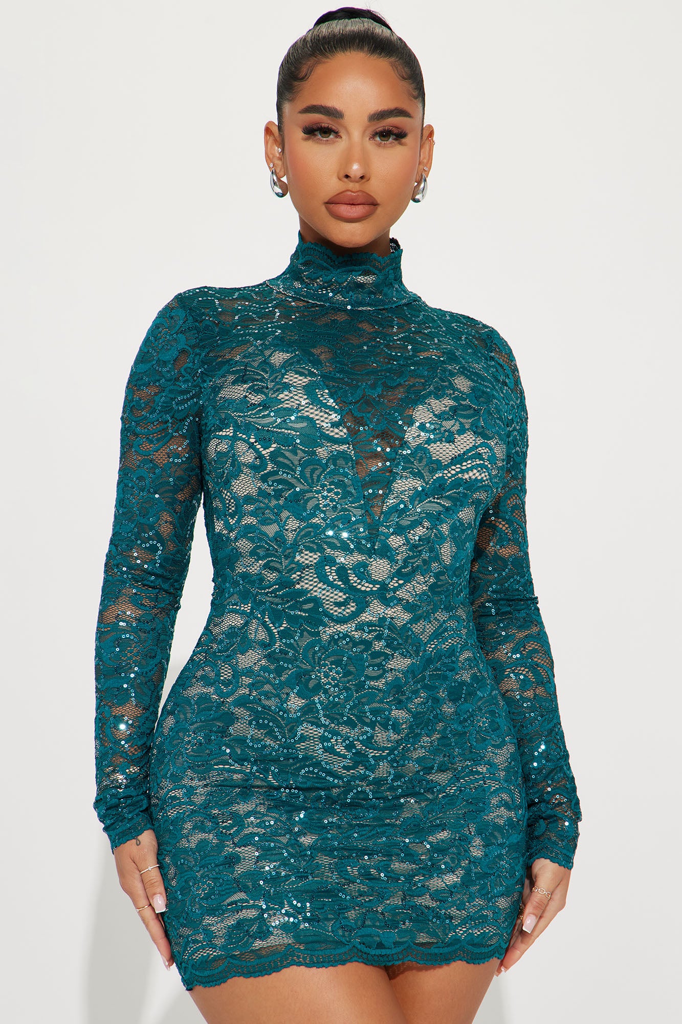 Aylene Lace Mini Dress - Hunter