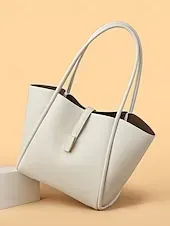 Women's Green Faux Leather Tote Bag, Simple Design, Gold Buckle Decoration - Stylish and Practical Tote Bag for Work, Shopping and Daily Use Black White Red