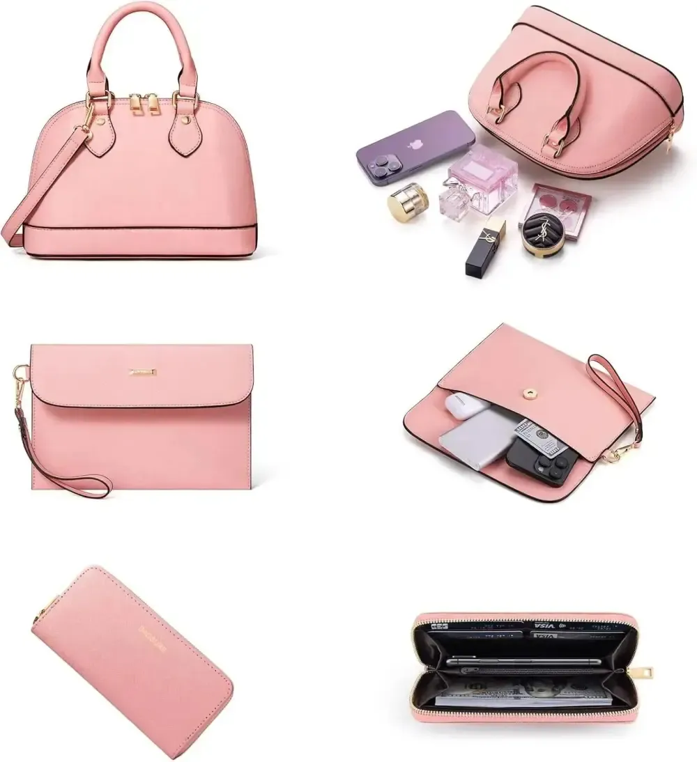 4PCS Women Fashion Handbags Purses Wallet Tote Shoulder Bags