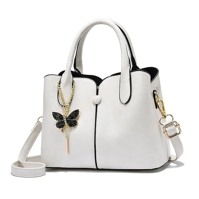 Women's Handbag Crossbody Bag Shoulder Bag PU Leather Shopping Daily Large Capacity Breathable Durable Solid Color Black White Pink