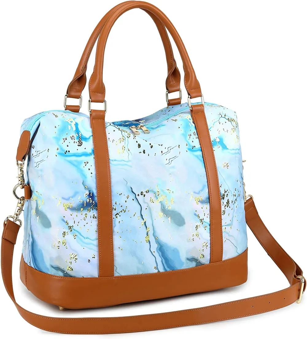 Ladies Canvas Weekender Bag Overnight Carry-on Tote Duffel in Trolley Handle