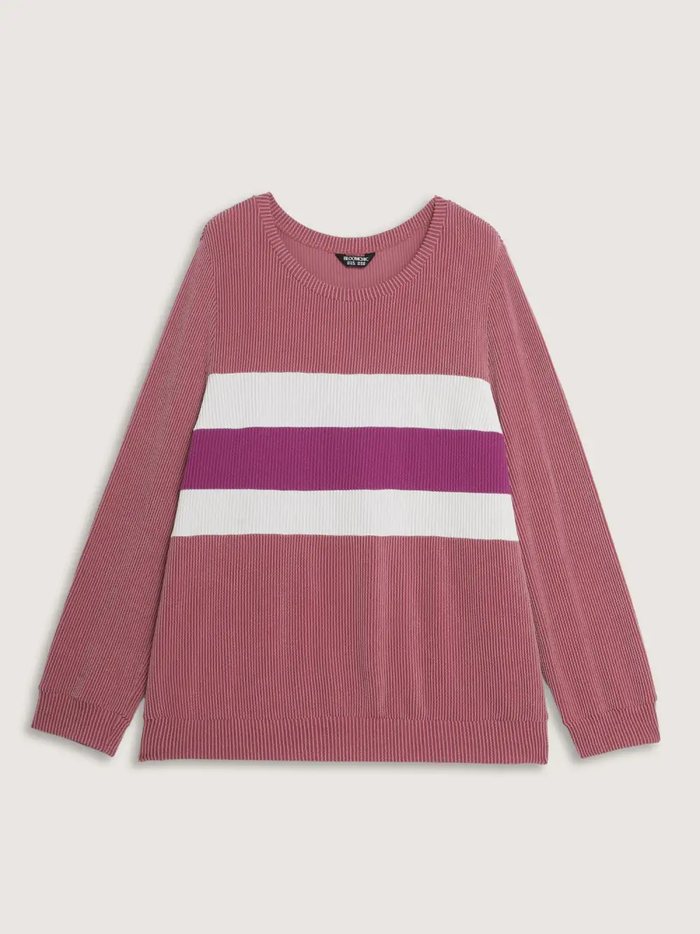 Color Stripes Spliced Knit Sweatshirt
