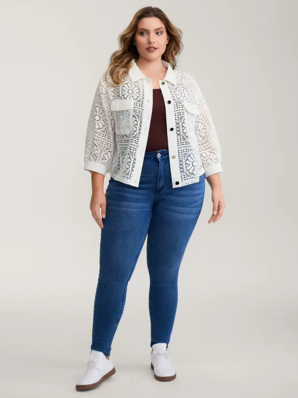 Cut-Out Lace Relaxed-Fit Jacket