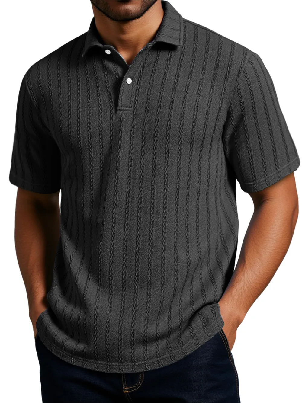 Men's Daily Texture Casual Lapel Short-sleeved Polo Shirt