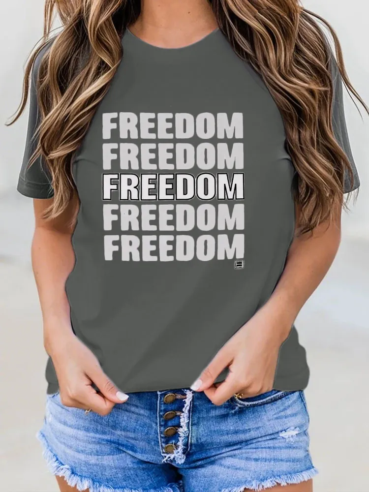 Freedom T-Shirt Pure Cotton Round-Neck Short-Sleeved Top