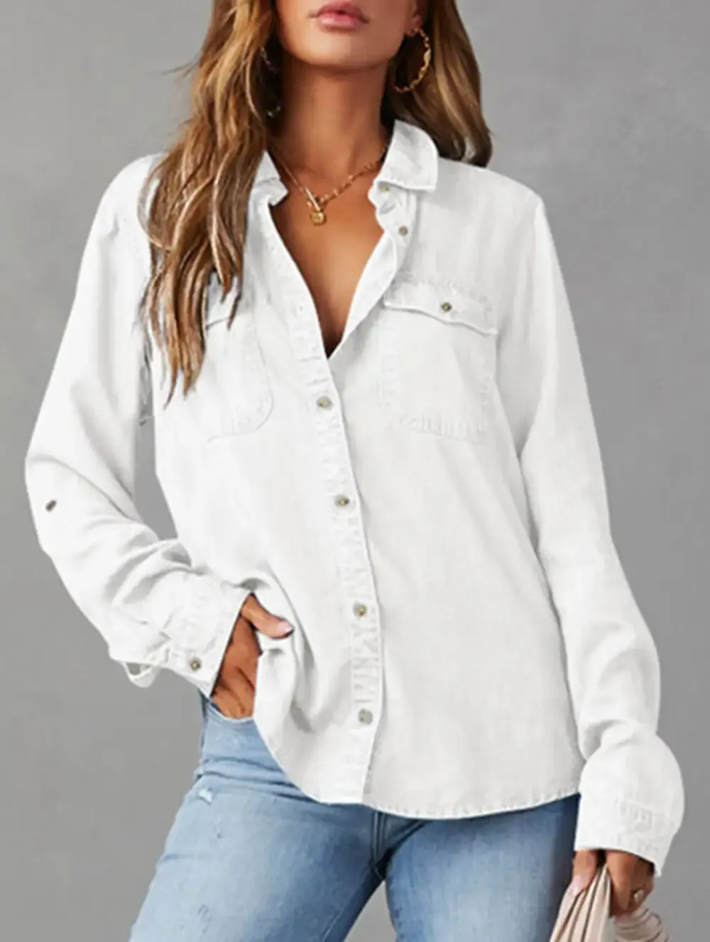 Pure color denim jacket