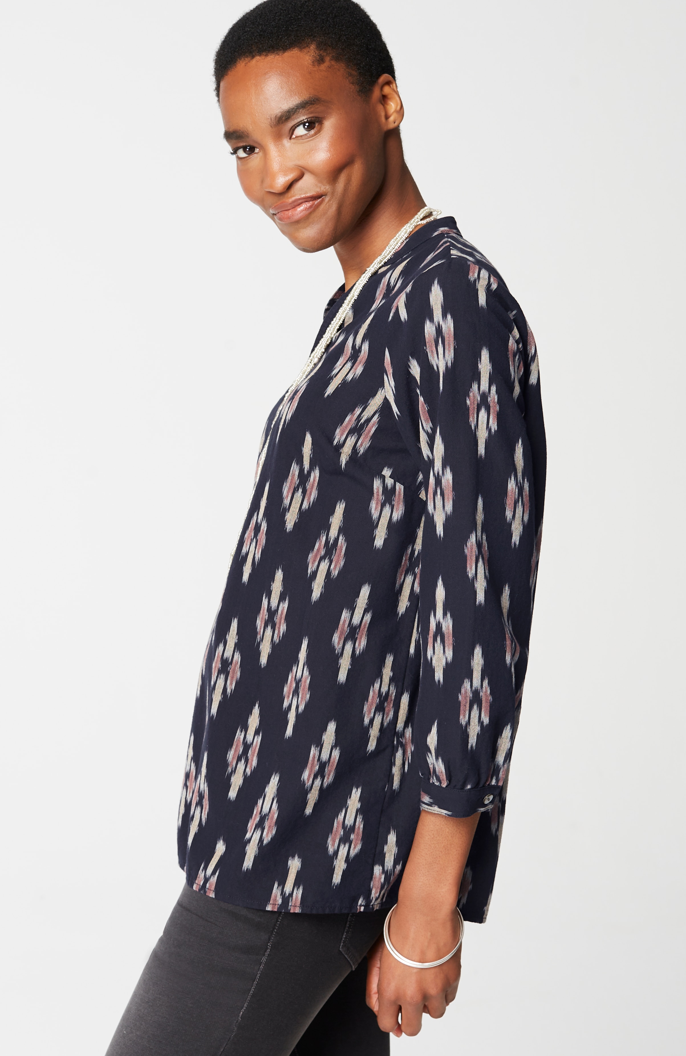 Pure Jill V-Neck Ikat Top