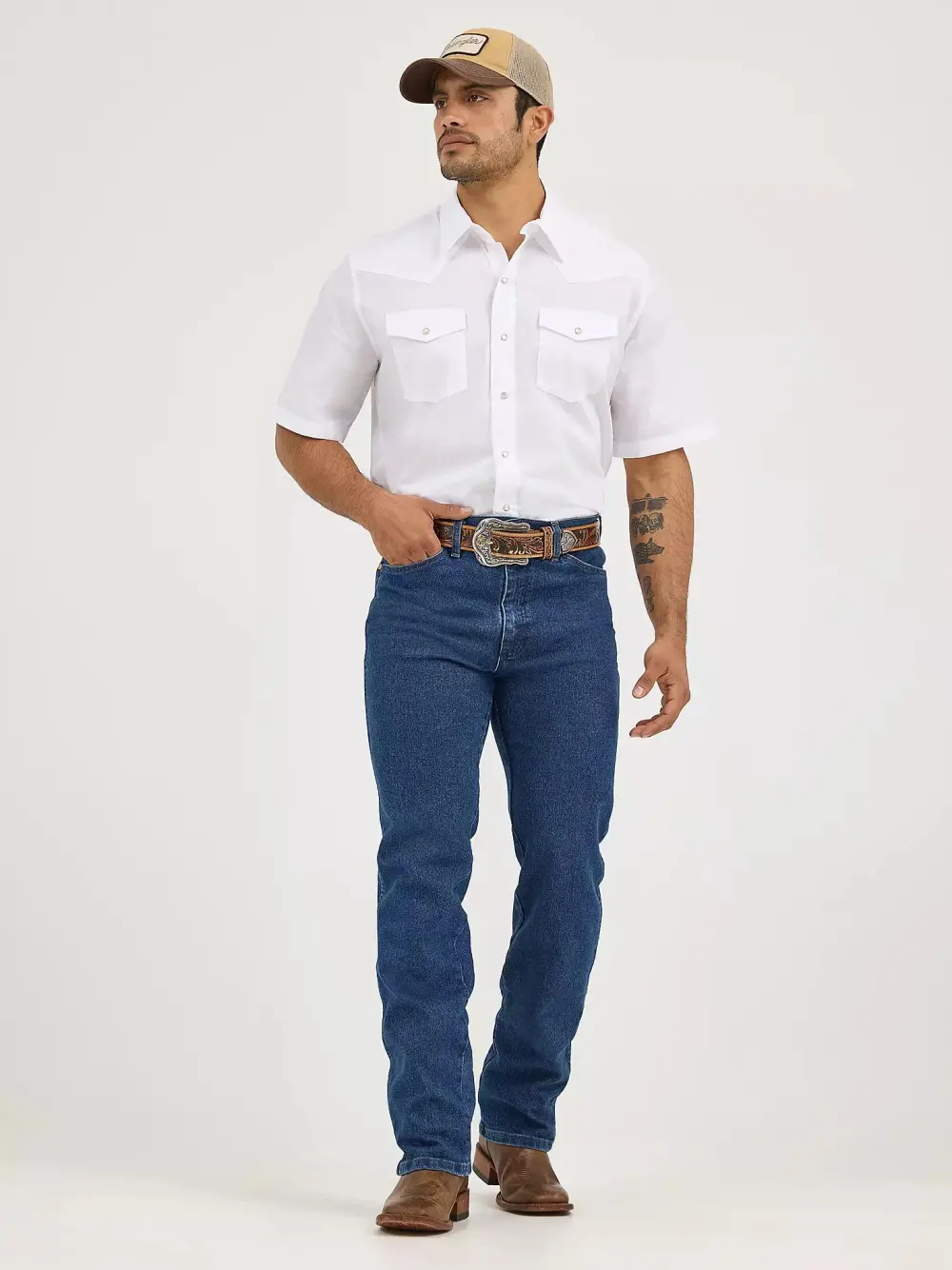 WRANGLER COWBOY CUT SLIM FIT ACTIVE FLEX JEANS IN BLEACH