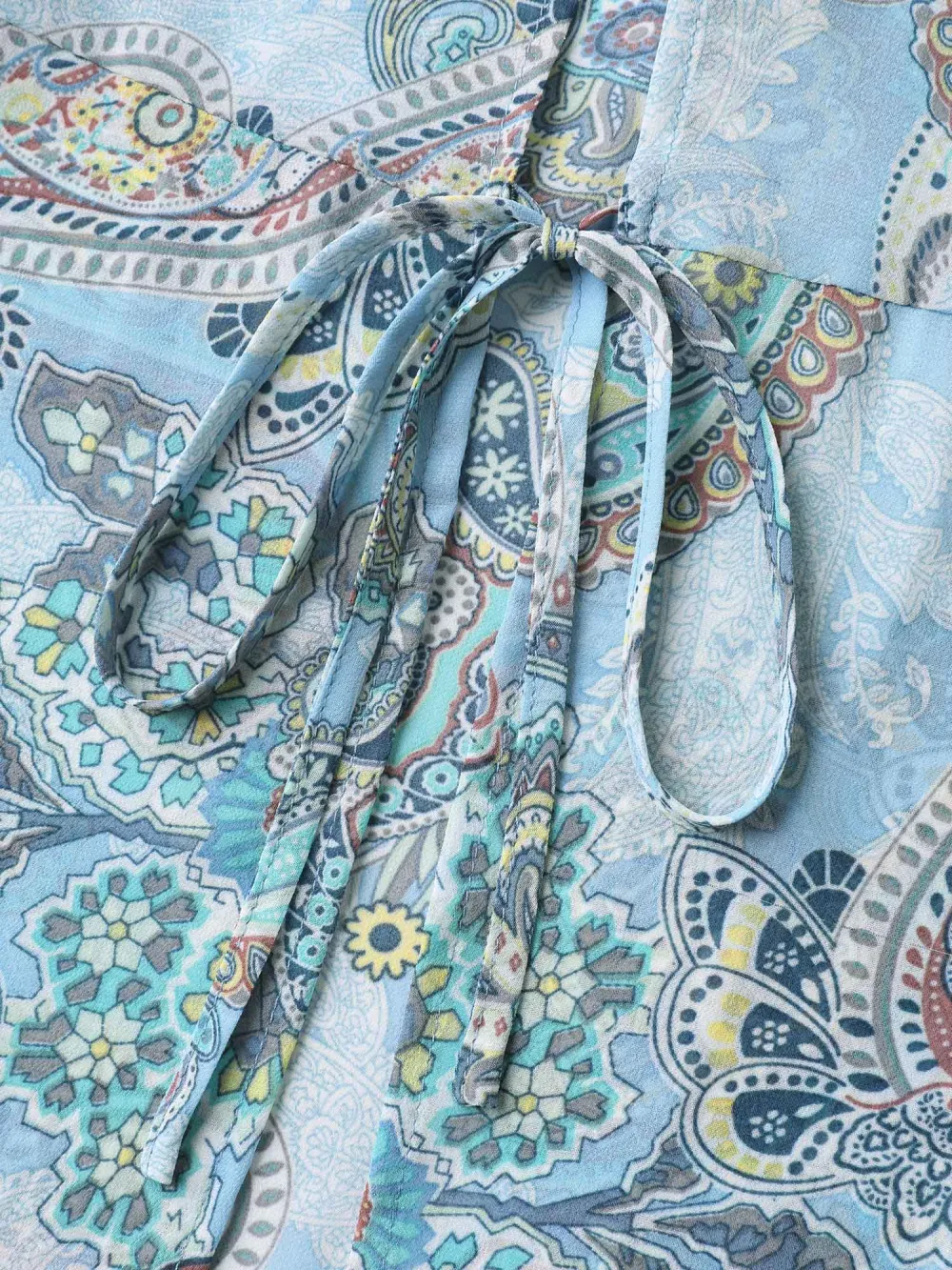 Paisley Print Sheer Tied Kimono Cardigan