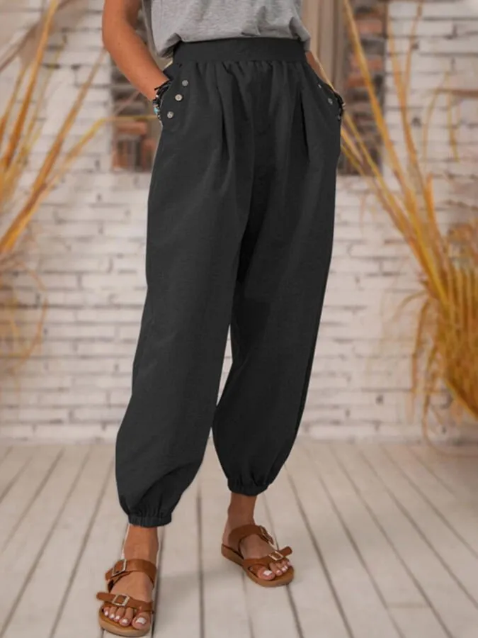 Women's Pure Color Casual Cotton Pants