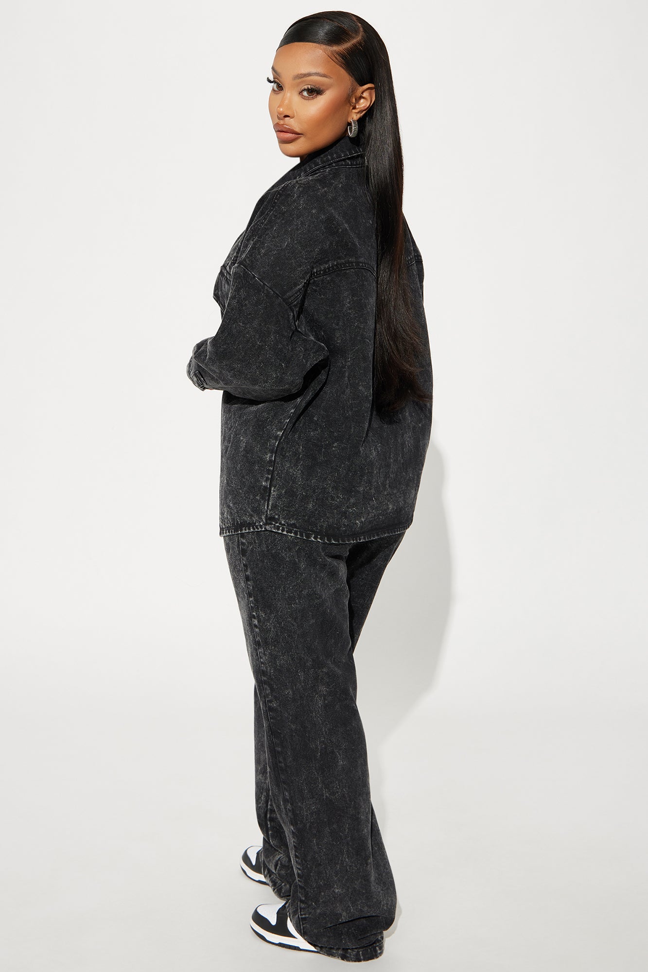 The Only Match Denim Pant Set - Black