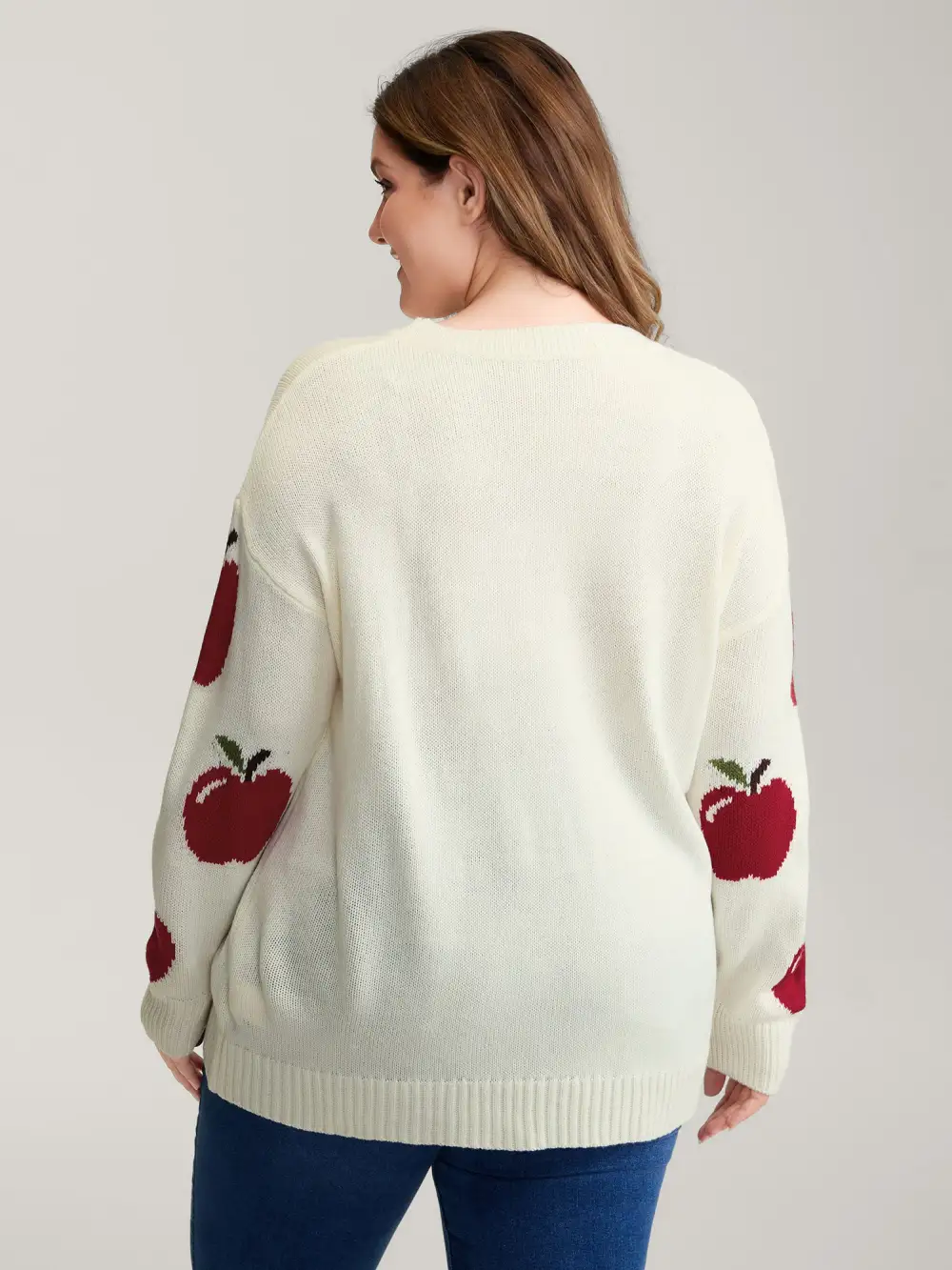Sweet Apple Print Jacquard Print Pullover