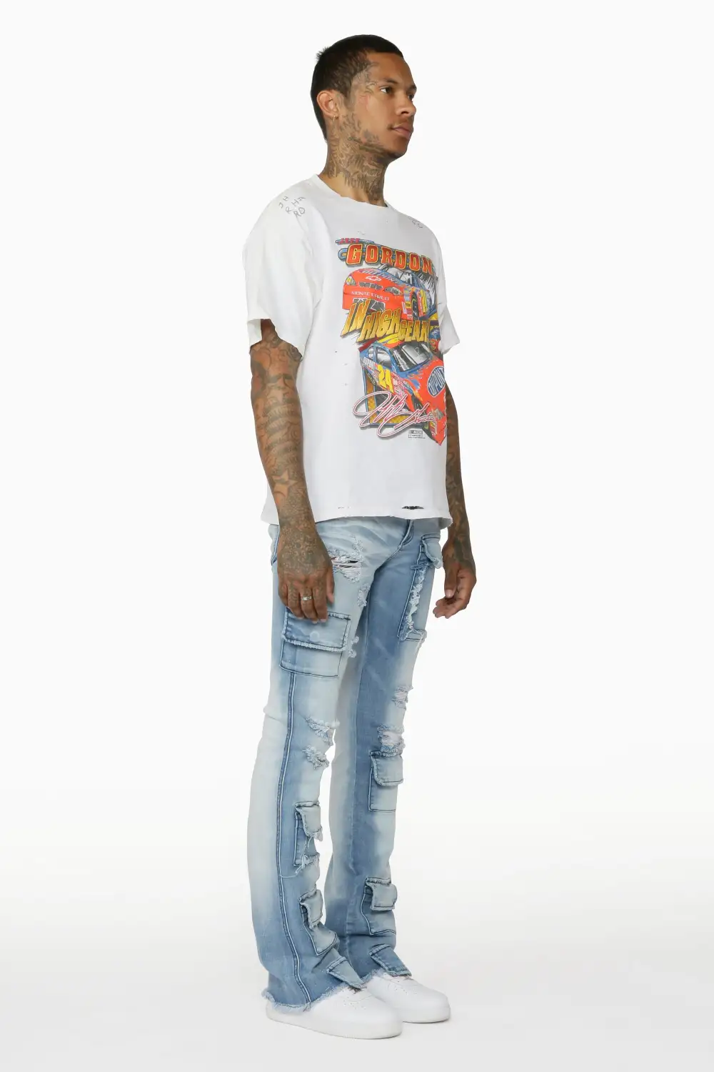 Glenn Blue Stacked Flare Jean