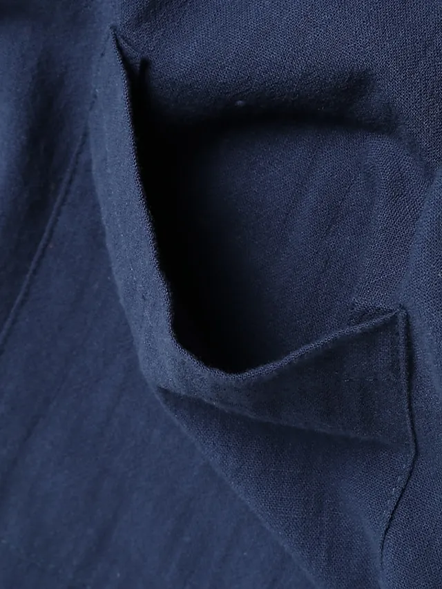 Women‘s Casual Dress Cotton Dress Shirt Dress Swing Dress Midi Dress Blue Yellow Red Long Sleeve Pure Color Pocket Summer Fall Spring Shirt Collar Basic Daily Weekend Loose Fit 2023 S M L XL XXL 3XL