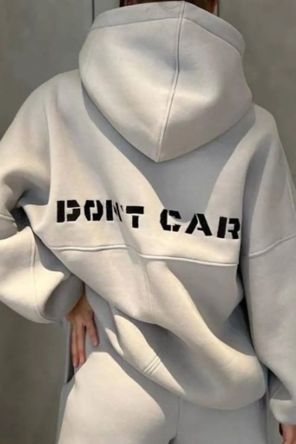 Letter Graphic Drawstring Hoodie Long Pants Suits