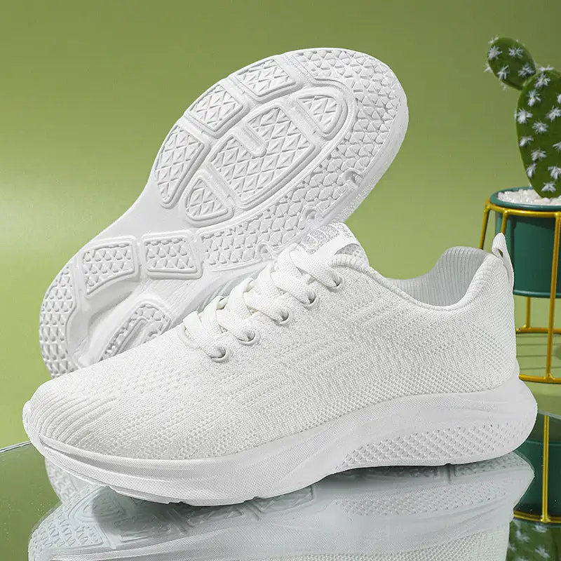 Platform Flats Air Mesh Bandage Shoes Casual Sports Women Pink Sneakers