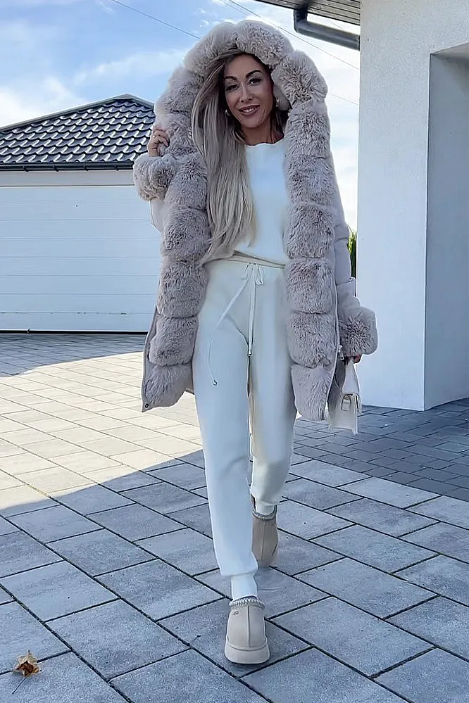 Women's casual down hairy jacket