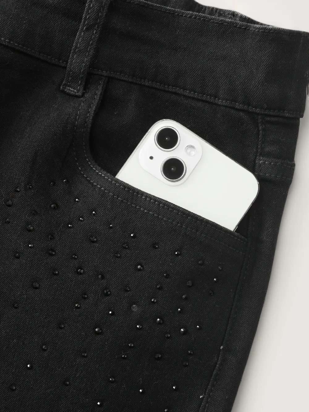 Stretchy Hot-Fixed Rhinestone Skinny-Fit Jeans