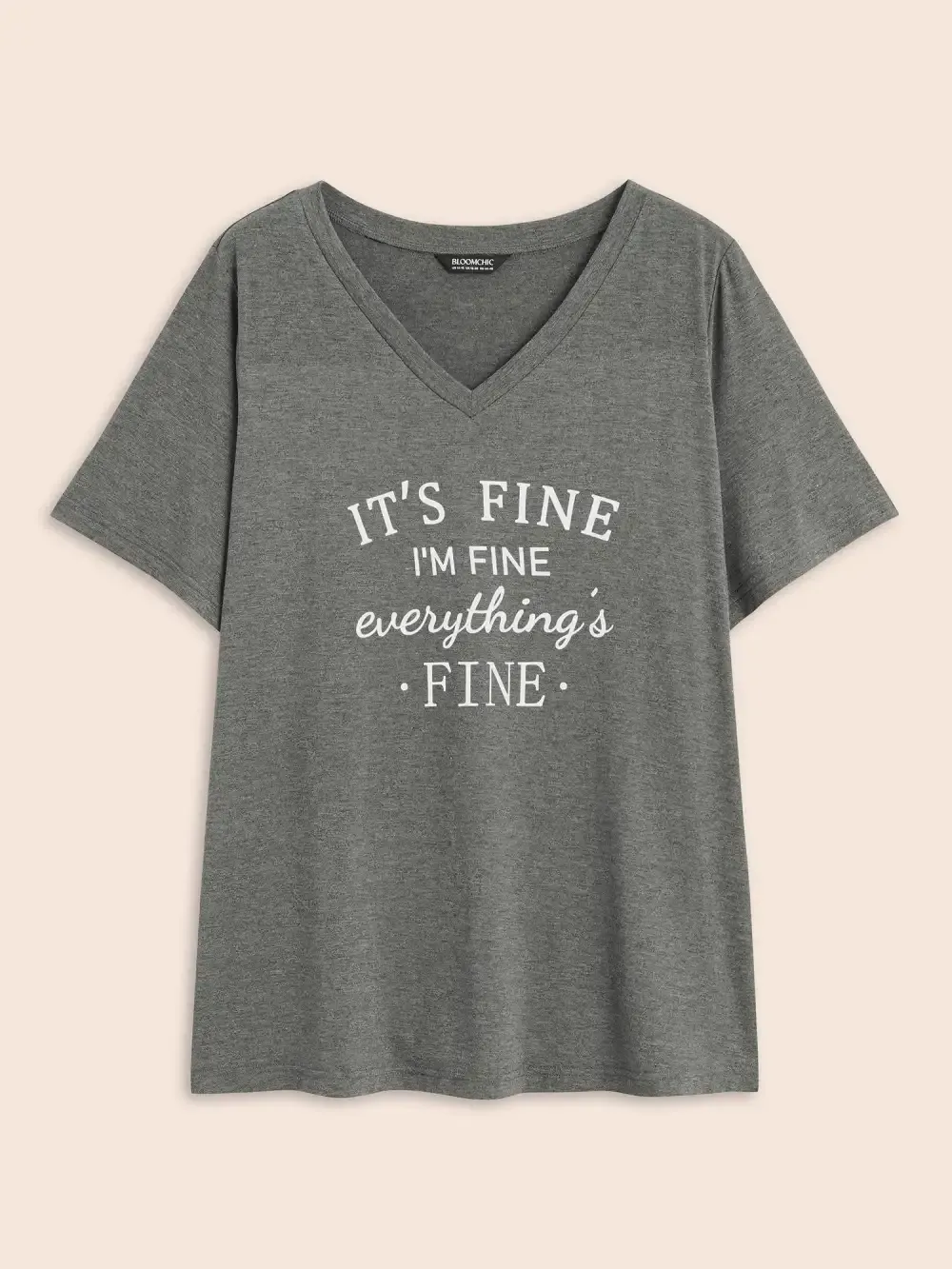 Letter Print V Neck T-Shirt